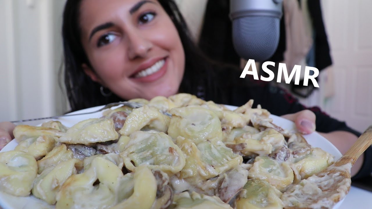 EATING CREAMY TORTELLINI | ASMR | VERY LOUD CHEWING SOUNDS | PASTA | CHEESY | MUKBANG | breeze eats