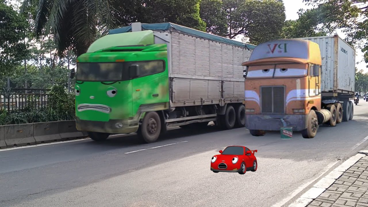 Wow Ada Banyak Truk Kontainer Besar, Bus Besar, Truk Molen Berubah Jadi Tayo.