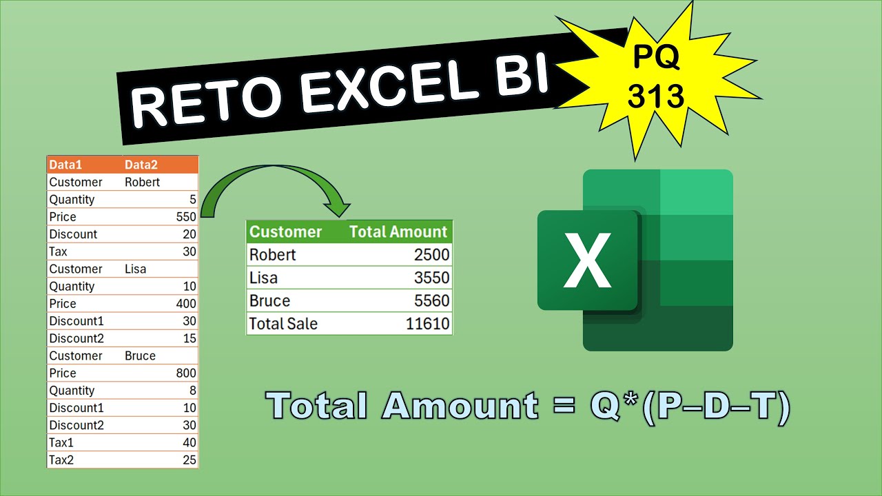 Así mejoramos el Reto Excel BI PQ313:  Ventas, Descuentos e Impuestos en grupos con Excel