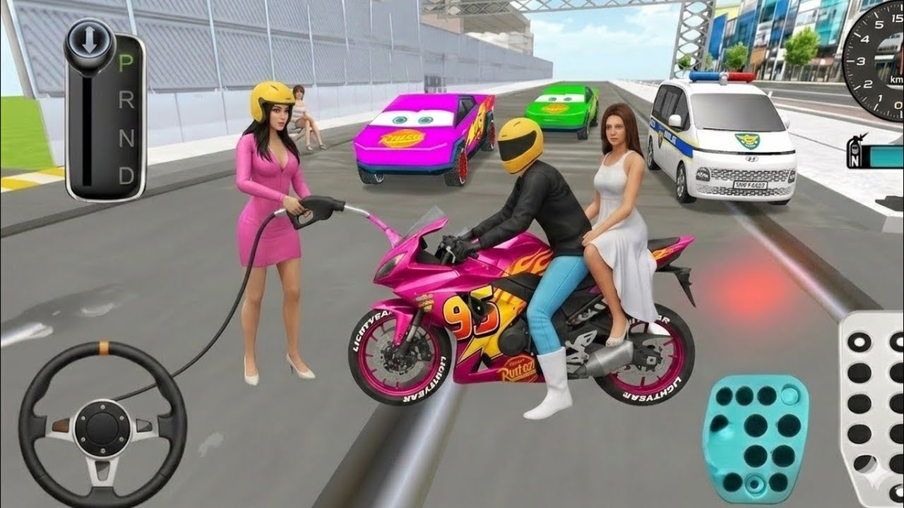 Custom pink McQueen Bike Vs Gang of Rivals & Bullet Train 3D Driving Class android game || #cargame