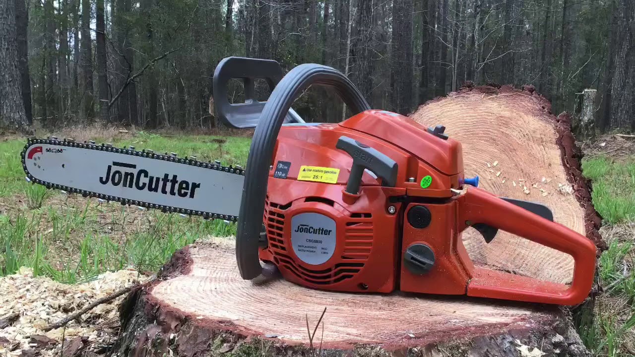 JonCutter G5800 58cc Chainsaw from FarmerTec Takes Down 86&rsquo;  Back-Leaning Pine Tree