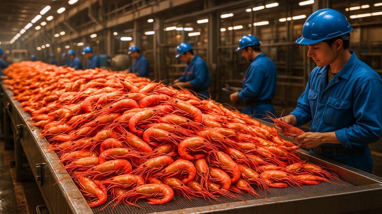 Cómo se Capturan Camarones y se Procesan en Barcos Fábrica Modernos 🦐🦐