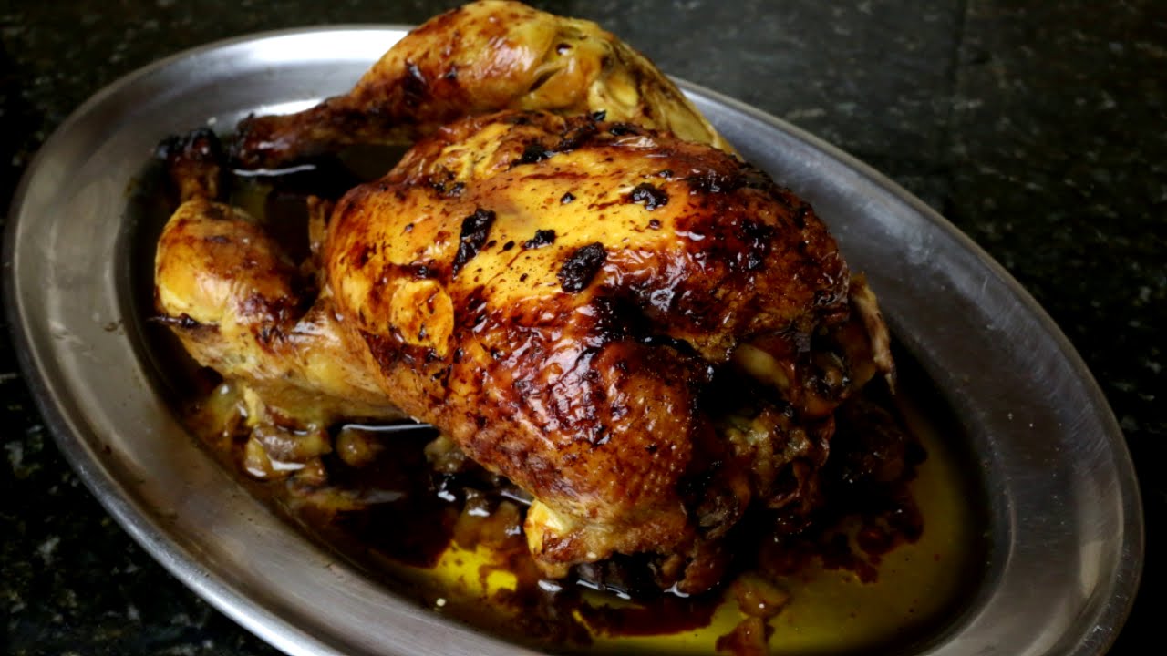 Pollo al horno relleno de manzana - Receta fácil de pollo