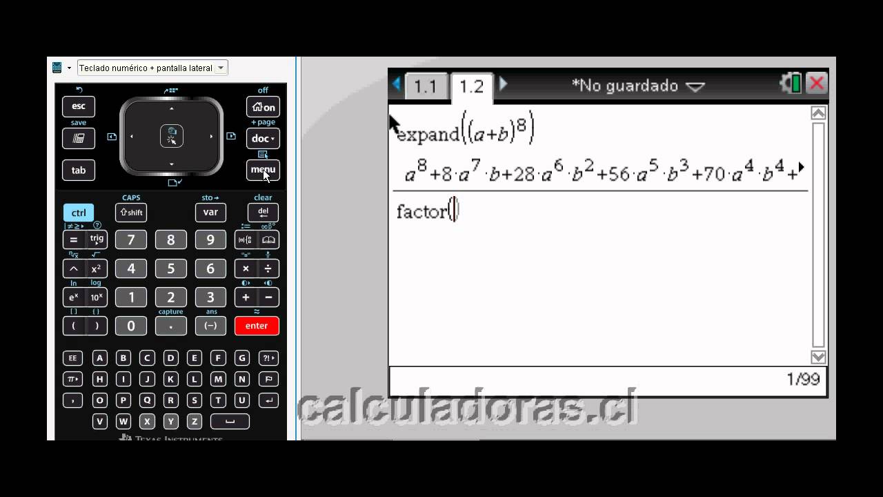Tutorial TI Nspire CX CAS: Expandir y factorizar polinomios