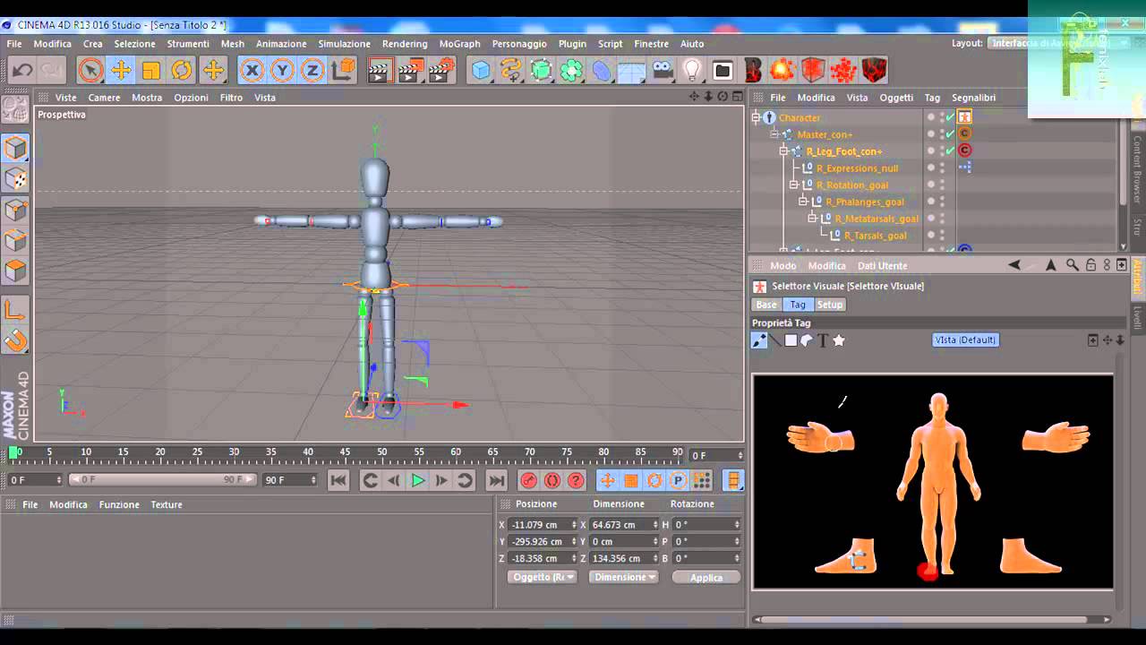 TUTORIAL C4D R13 - ANIMAZIONE PERSONAGGIO PARTE 1 di 3 (RIGGING)