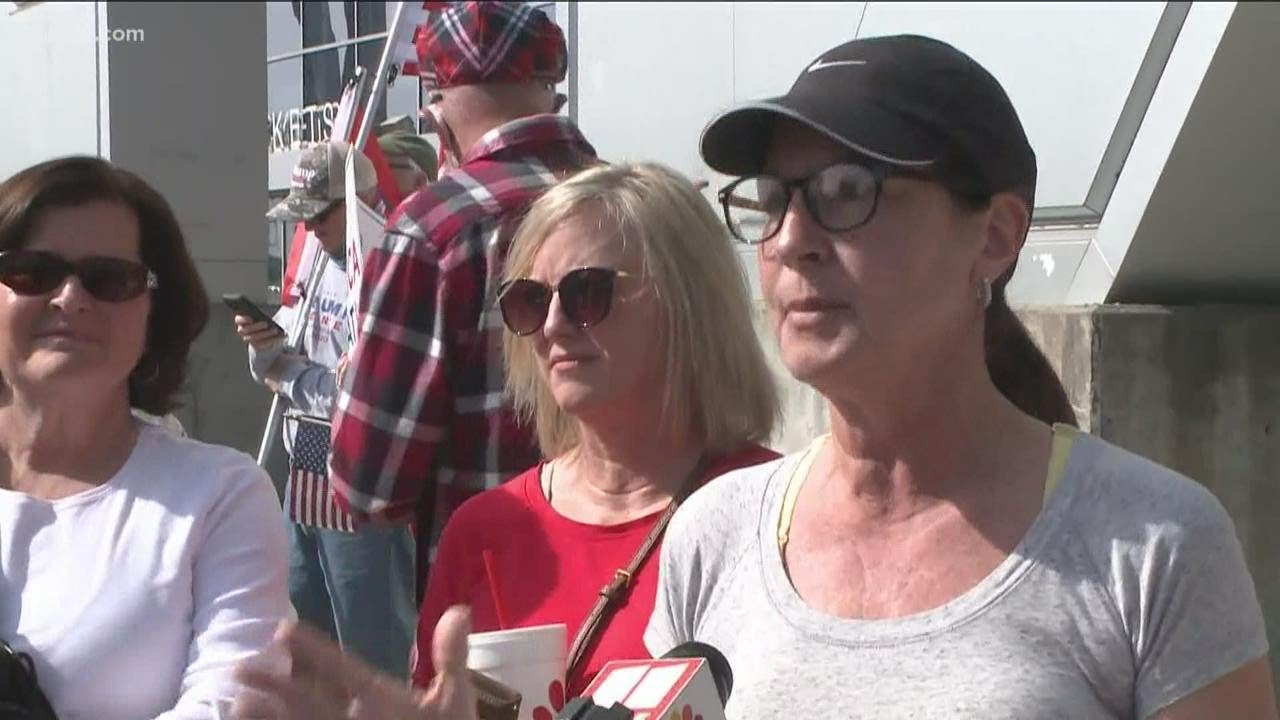 Trump supporters demonstrating outside State Farm Arena