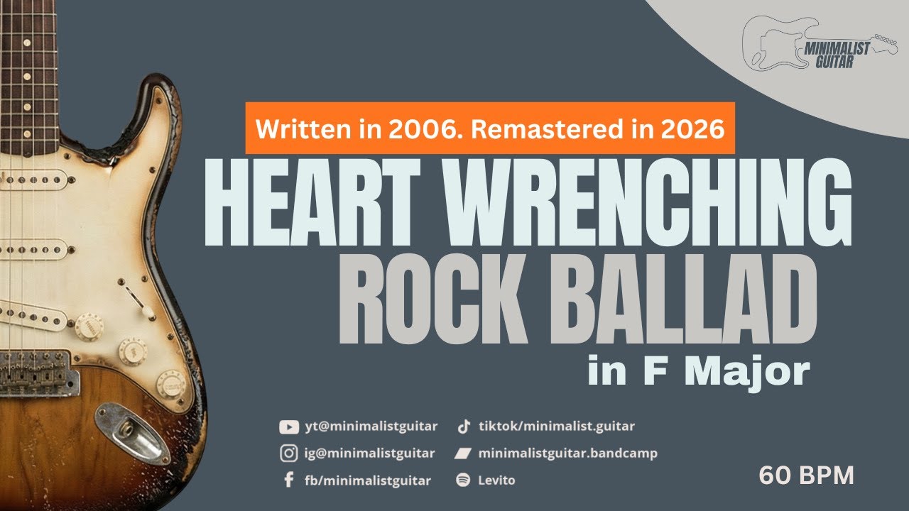 Heart Wrenching Rock Ballad l Guitar Backing Track in F Major | 60 BPM
