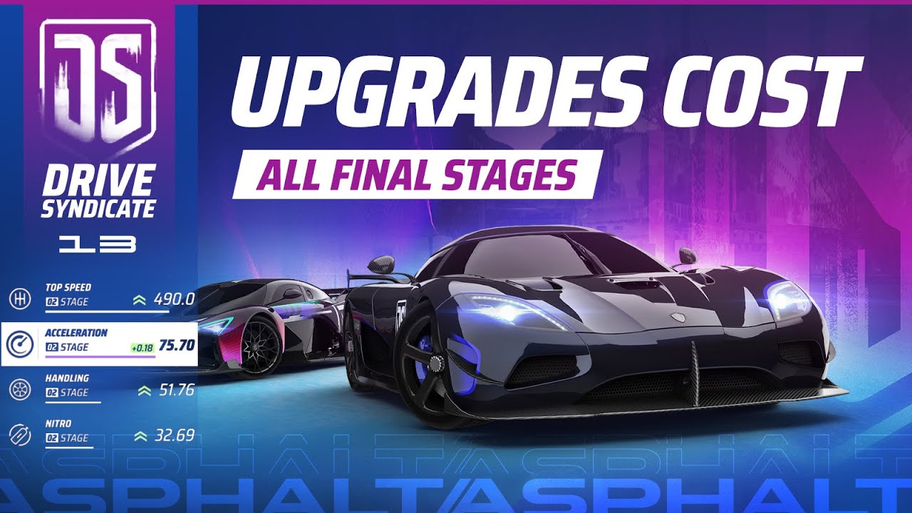 Asphalt Legends - СТОИМОСТЬ УЛУЧШЕНИЙ для Koenigsegg Chimera - Все финальные этапы Drive Syndicat...
