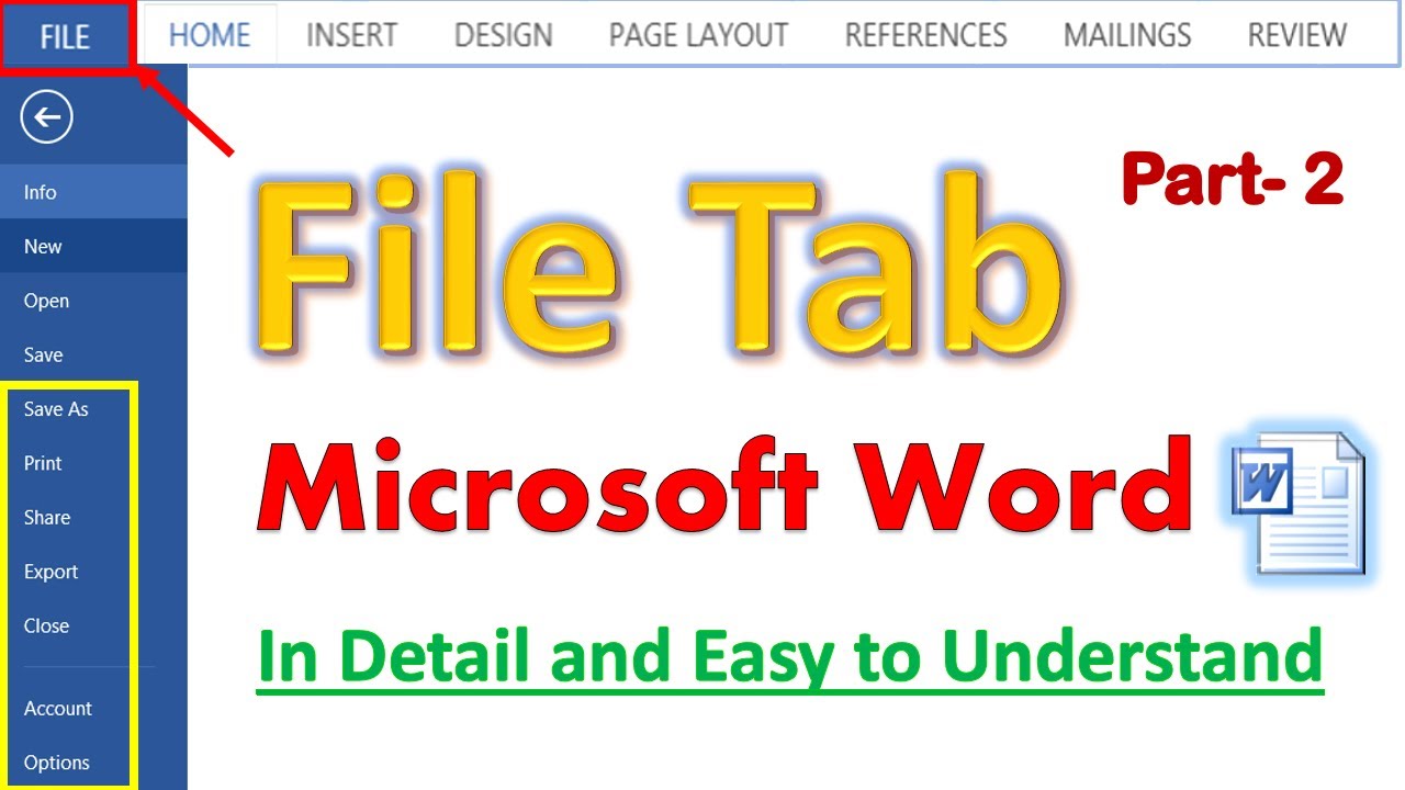 How to use File Tab in Microsoft Word Part-2 in Urdu/Hindi/Learning media