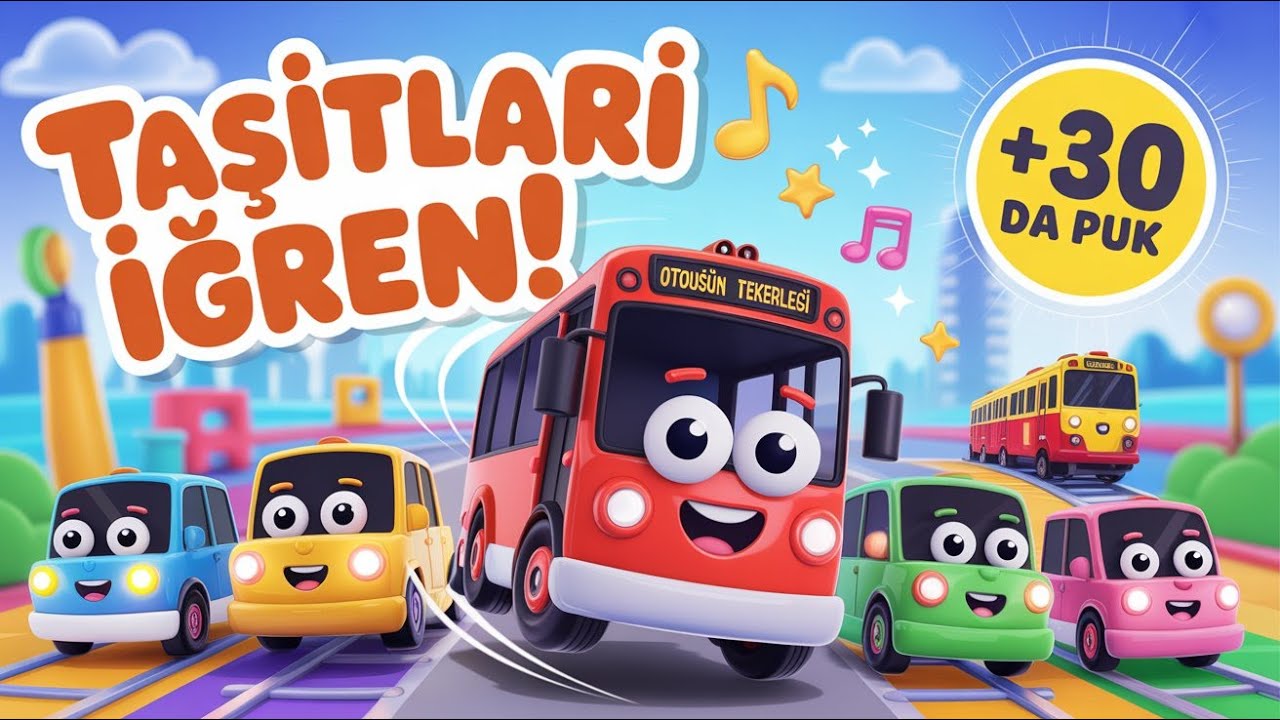 Otobüsün Tekerleği ve Renkli Arabalar 🚂 Taşıtlar Şarkısı | Eğitici Bebek ve Çocuk Şarkıları