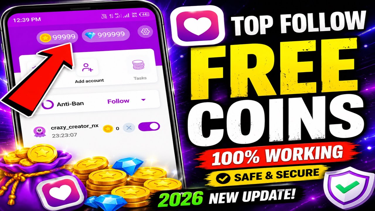 Top Follow App Unlimited Coins Trick | Top Follow App Free Coins | Top Follow Free Diamonds 2026