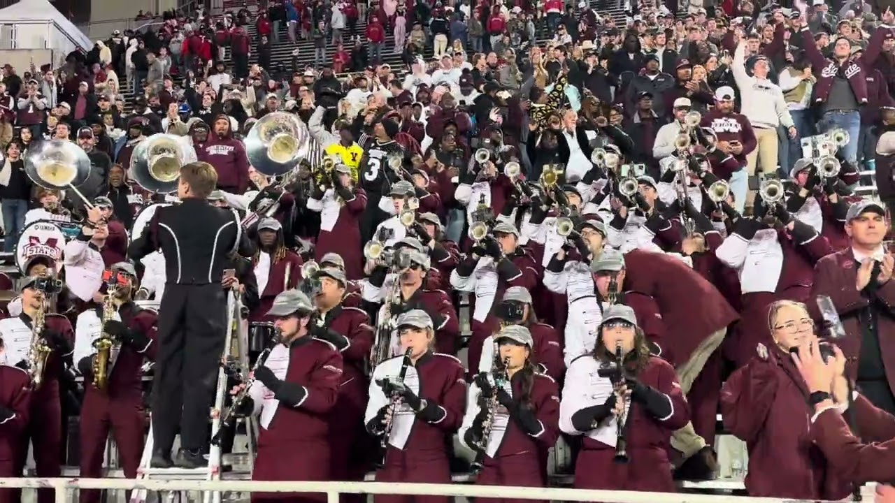 11-01-2025 Mississippi State's Famous Maroon Band play their fight song Hail State!
