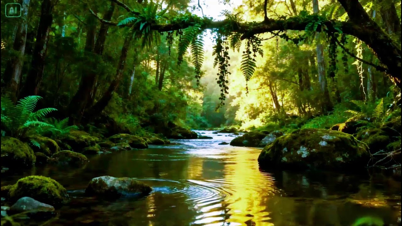 Relaxing Forest River Sounds with Gentle Birdsong for Sleep, Study, and Meditation