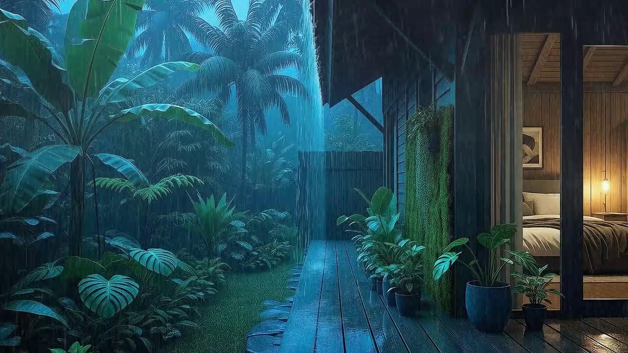 Calming Night Rain To Sleep Fast In Lush Cozy Hideaway 🌧️