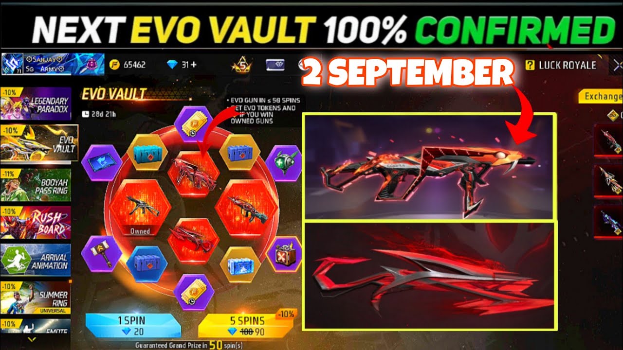 September Month Evo Vault Event 🥰| Cobra Mp40 & M1014 Gun Skin Return 🤔| Next Evo Gun Free Fire 🔥