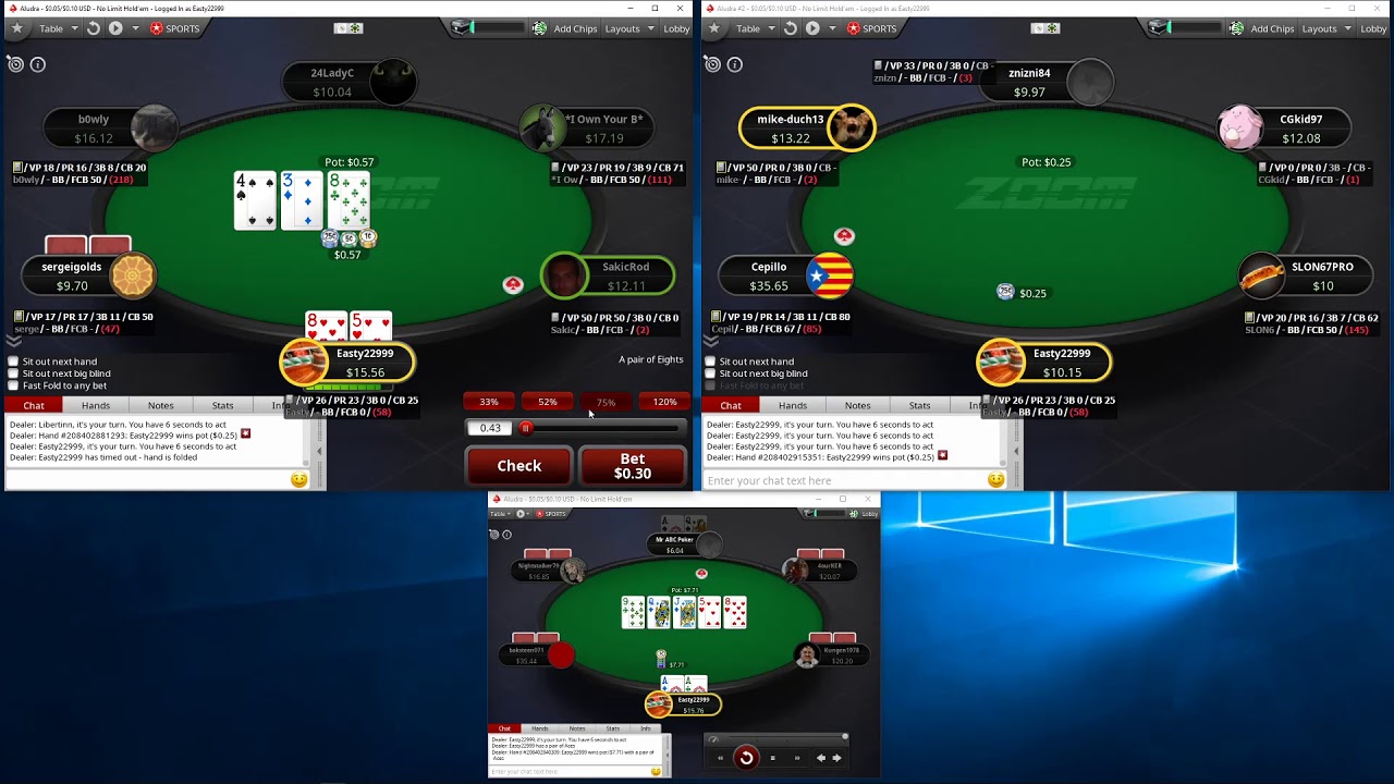 Live 10nl Zoom playing 2 tables
