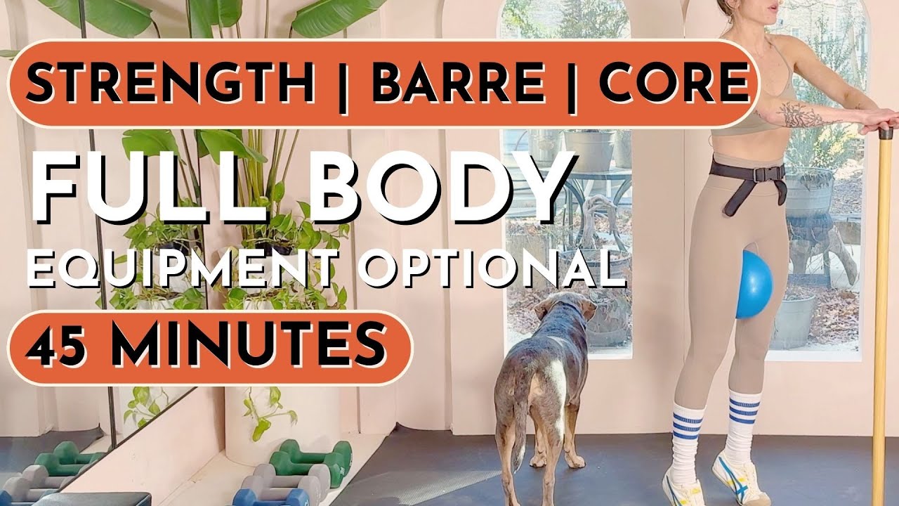 45 Min Full Body Workout | Dumbbell Strength Barre Balance Core Stability Training