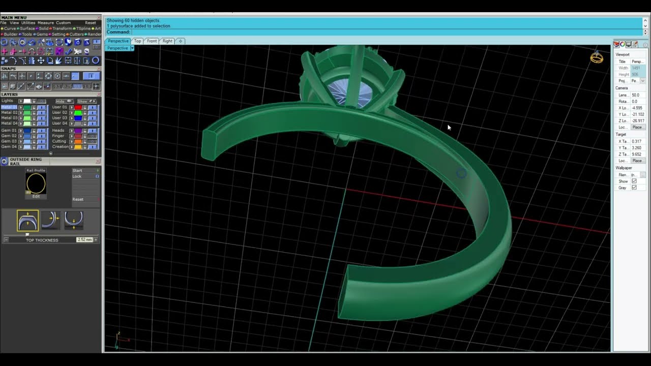How to Design simple ring with matrix 8 jewelry 315 
