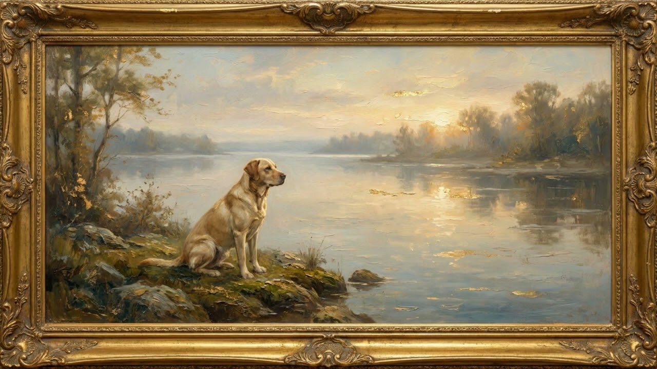 4K TV Art Frame: Loyal Labrador by the Lake | Classical Oil Painting Screensaver & Manifestation Art