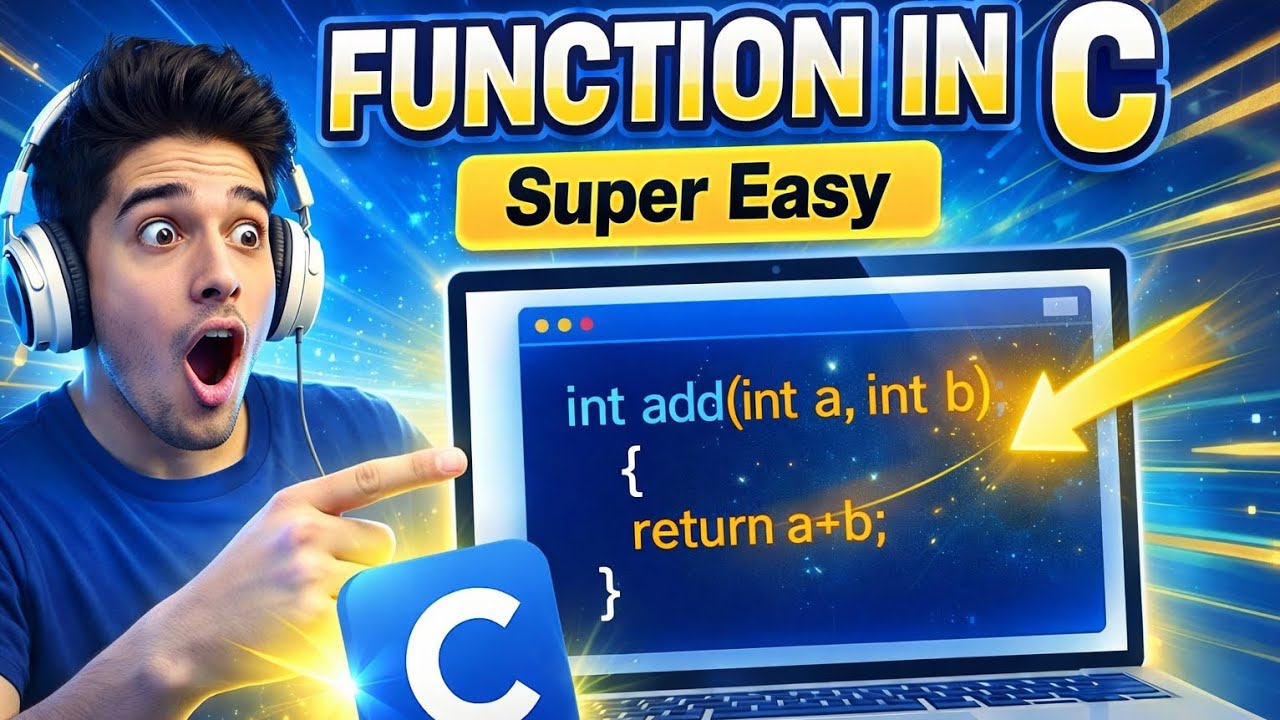 Function in C Programming Easy Explanation with Examples  Beginner Friendly for Beginners |with Code