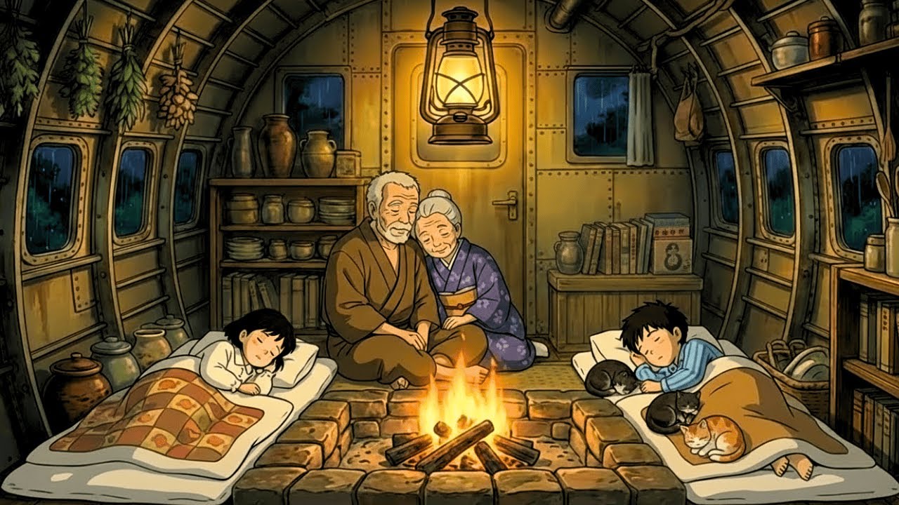 We Live Inside An Old Abandoned Airplane In The Forest – Life With Grandparents| Studio Ghibli Style