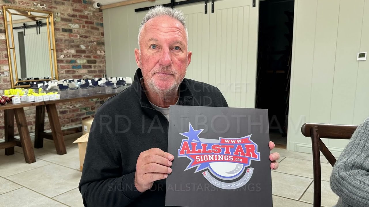 Ian Botham England Cricket Legend, Autograph signing, signed bats, ball, photos, helmets.