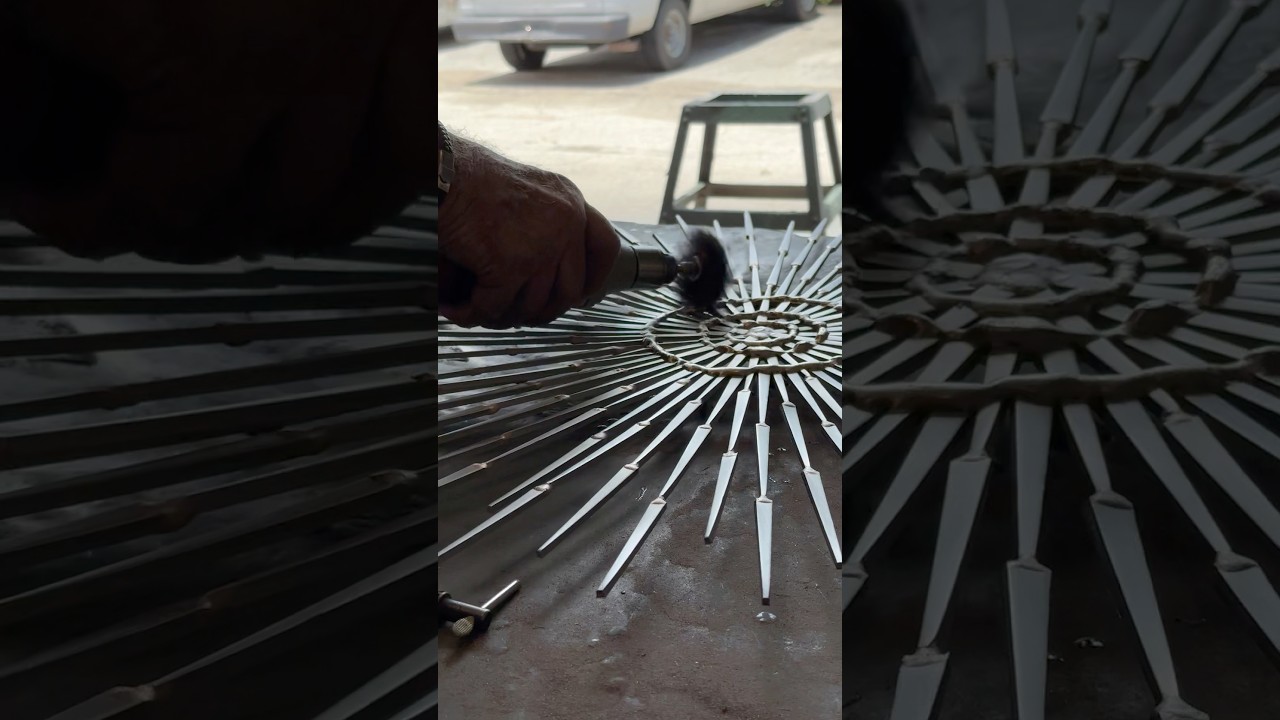 Ron Schmidt Art teaching me how to wire brush the metal art #metalart