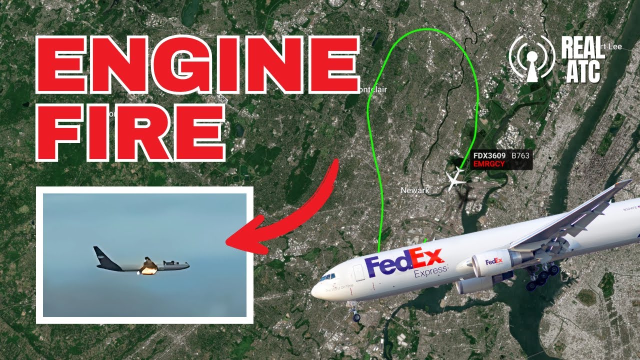 EMERGENCY Over Newark! FedEx Boeing 767 Battles Engine Fire Mid-Climb Due to Bird Strike