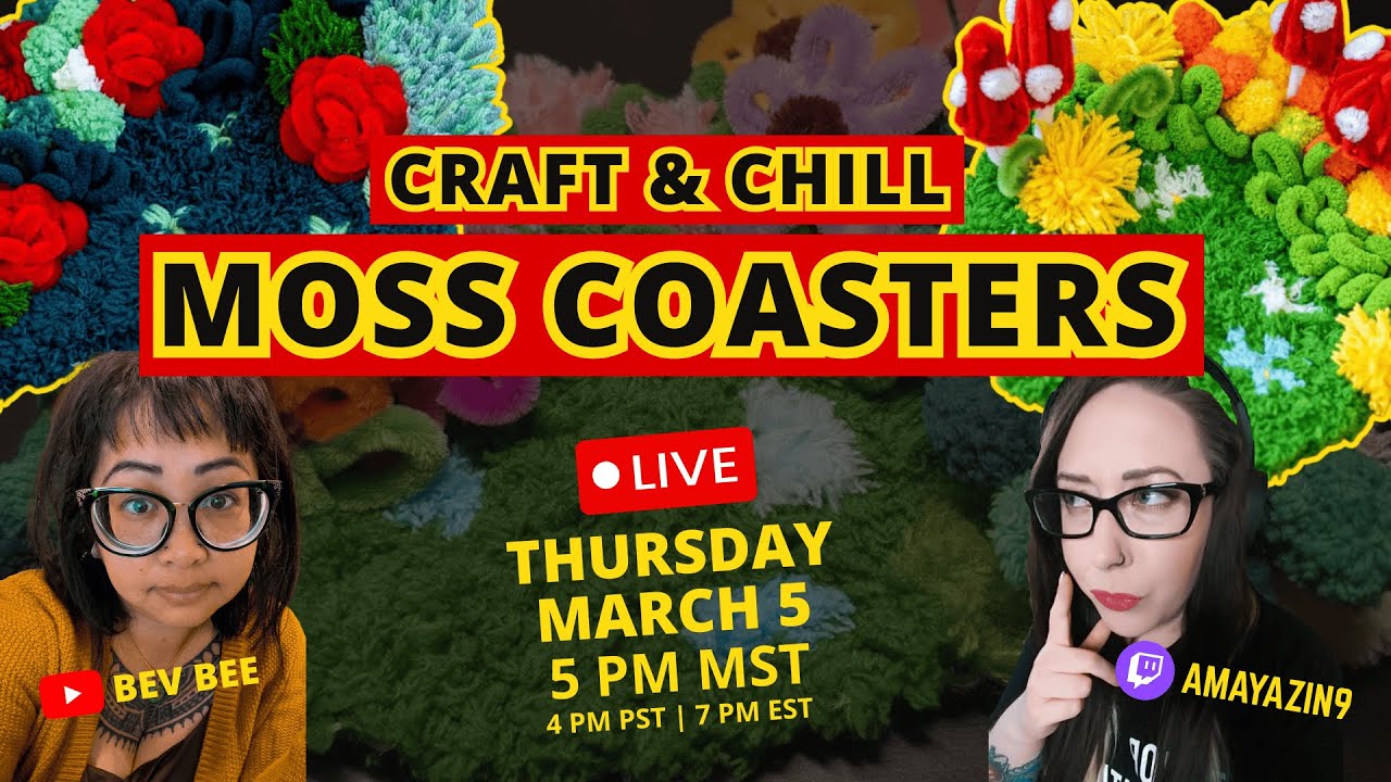 LIVE: Bring your crafty WIP & hang out while we make DIY moss coasters!