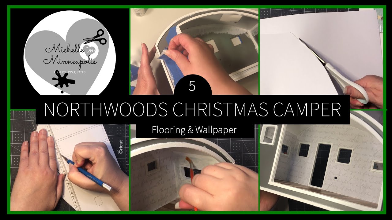 DIY Miniature Dollhouse Kit || Northwoods Christmas Camper - Part 5: Flooring & Wallpaper