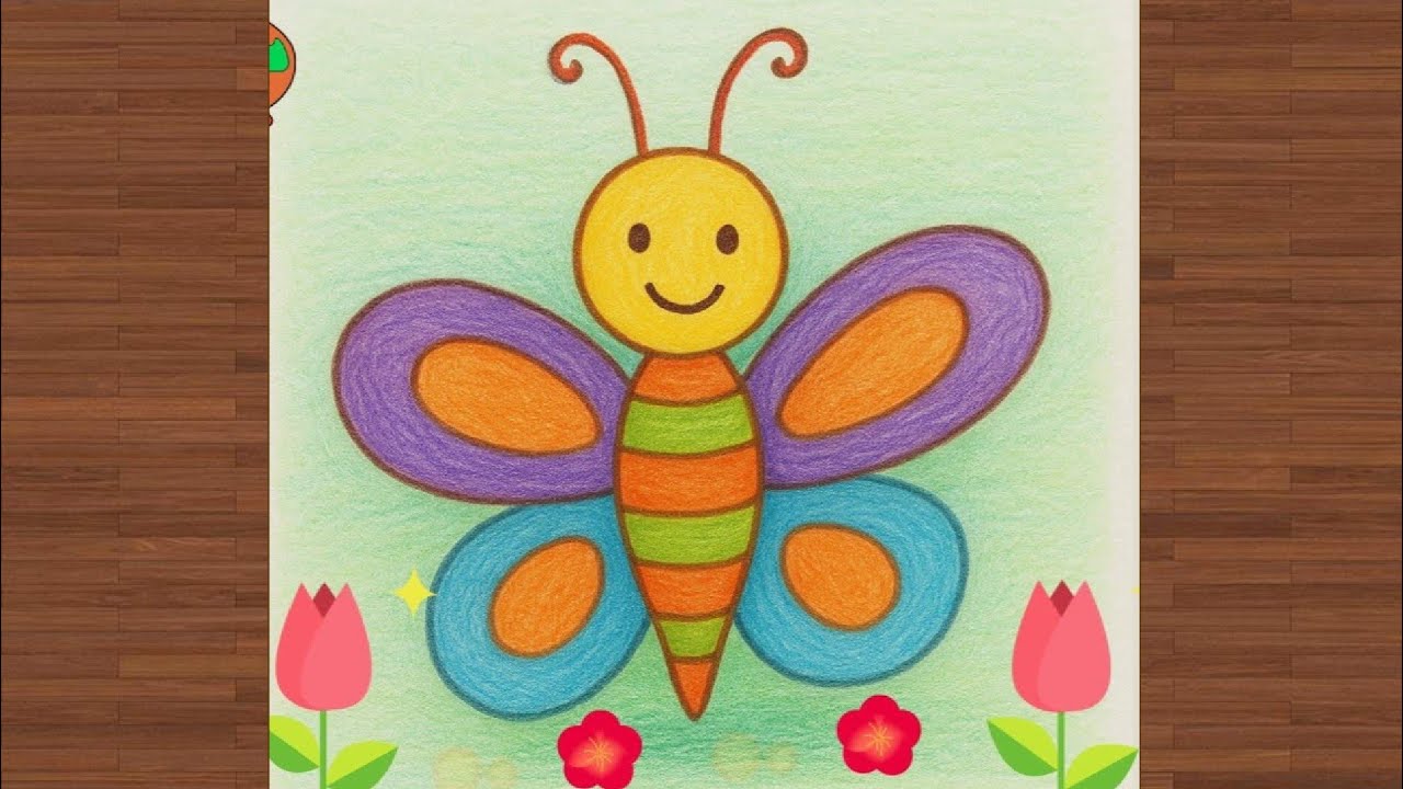 تعليم الرسم للاطفال /رسم فراشه خطوة بخطوة