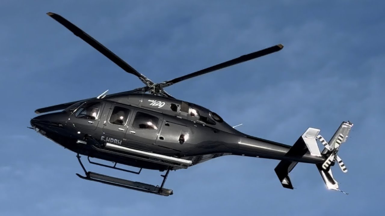 Landing and take-off at Courchevel airport of a Bell 429