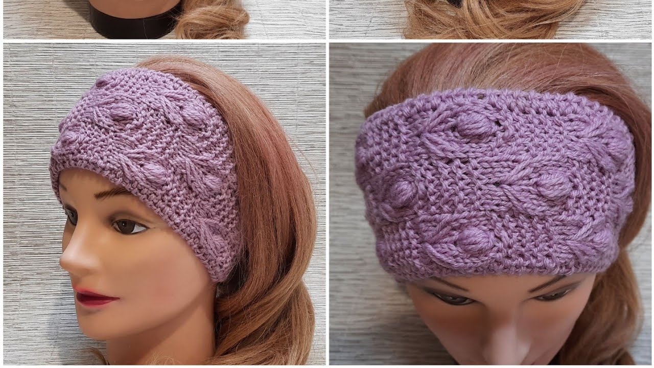 Повязка спицами простым узором🧶😍👍