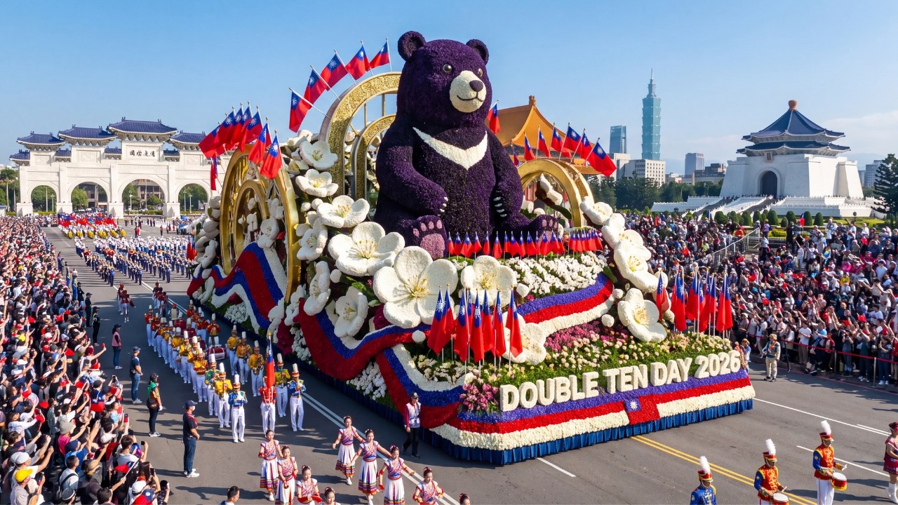 🇹🇼 Giant Floral Float Parade Celebrating Taiwan National Day 2026 | Double Ten Day 10/10