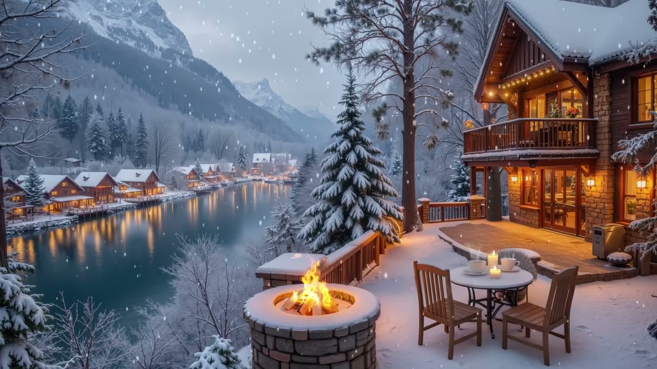 Soothing Winter Cabin Vibes ❄️Soft Jazz Piano Music & Fireplace Sounds for Sleep