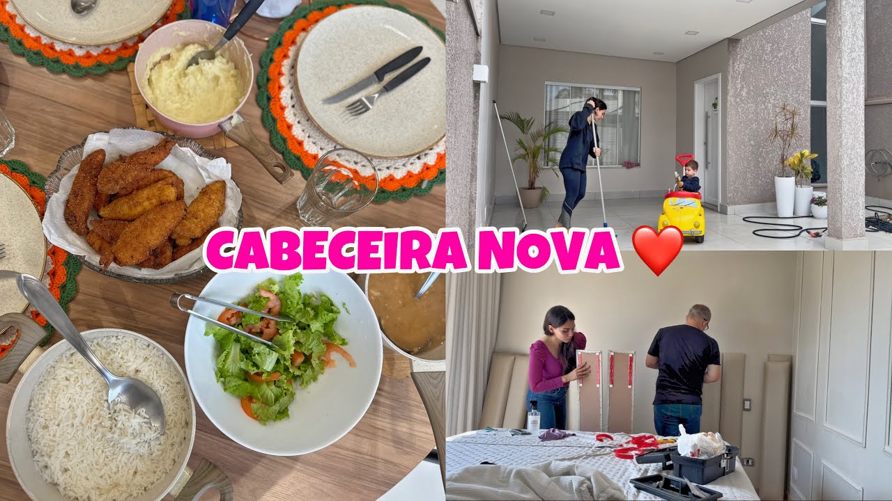 TROCAMOS NOSSA CABECEIRA | LAVANDO O QUINTAL E FAZENDO ALMOÇO 🤎