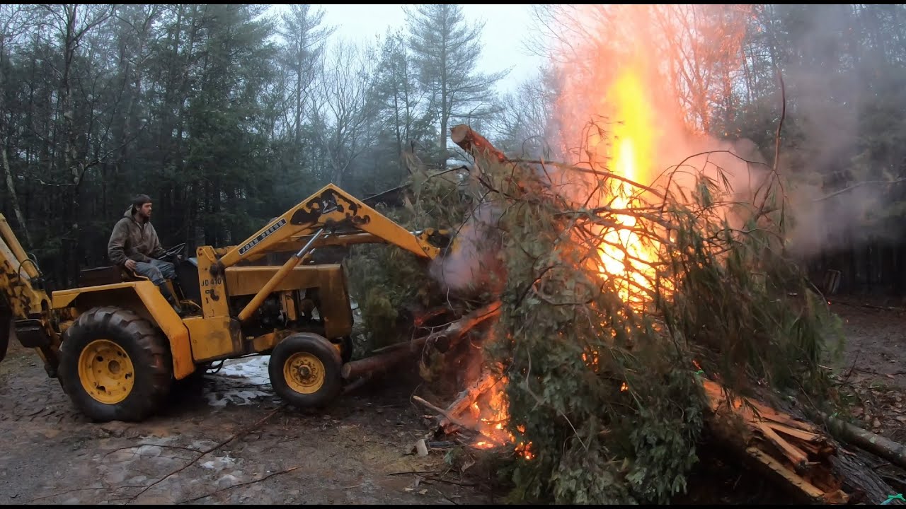 Burning a brush pile