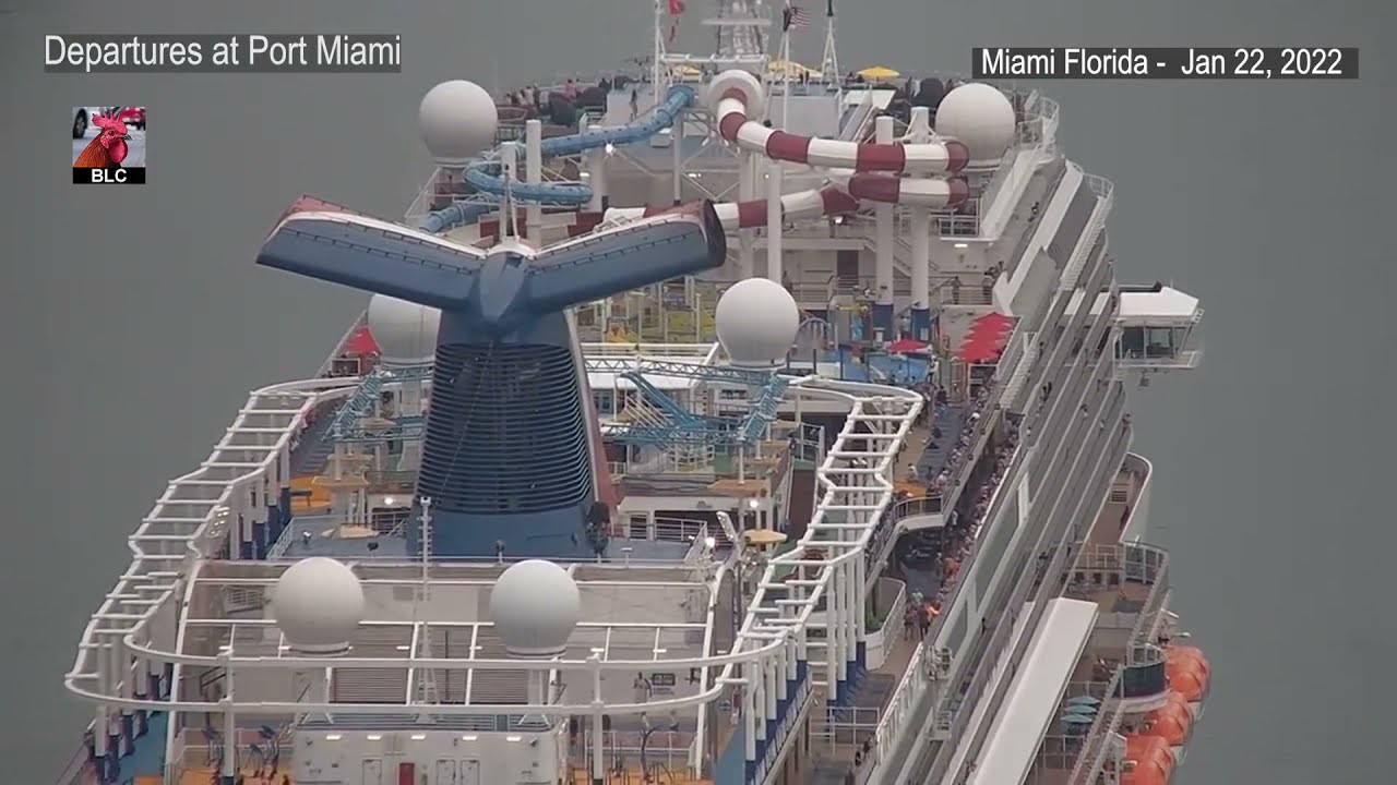 Time-lapse - Port Miami Cruise Ship Departures Jan 22, 2022
