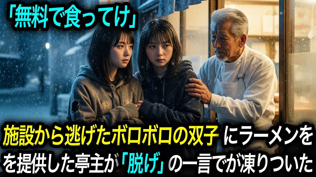 【感動する話】施設から逃げた双子に無料でラーメンを振る舞う老人。５分後...脱げ！と言い放つ。店主がそのように言った衝撃の理由とは