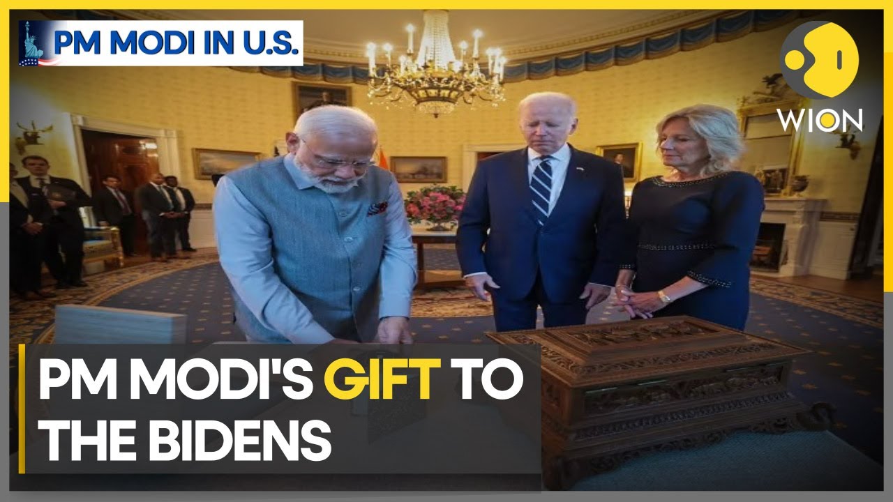 PM Modi in US: Indian PM Modi exchanges gifts with US President & First Lady | WION News