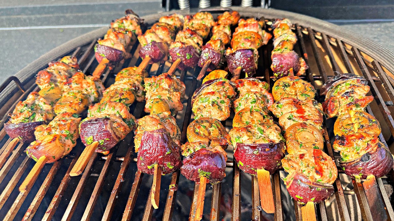 Schweinefleisch-Spie&szlig;e in Knoblauchmarinade - Flachgrillen schnell und einfach
