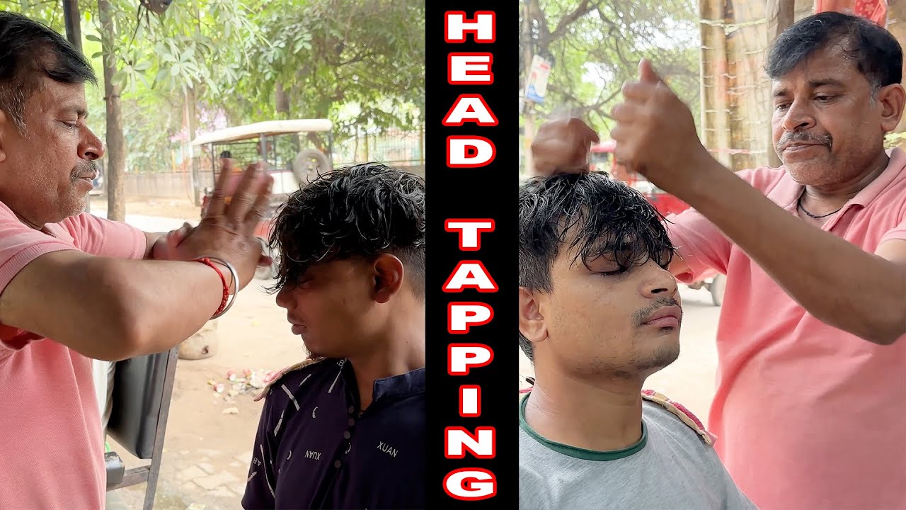 Street Head Tapping & Hair Rubbing By Painkiller Barber Dinesh | Compilation ASMR