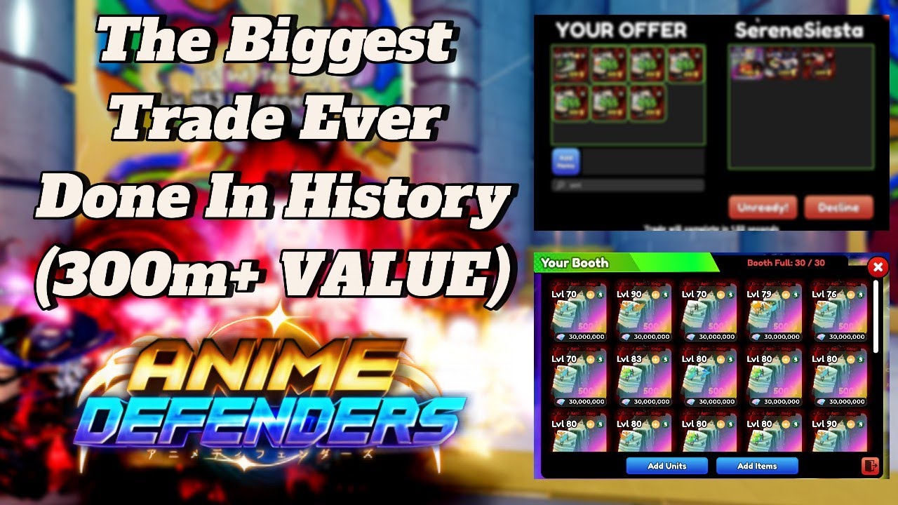 My BIGGEST TRADE Ever (100m+ WIN) | Anime Defenders