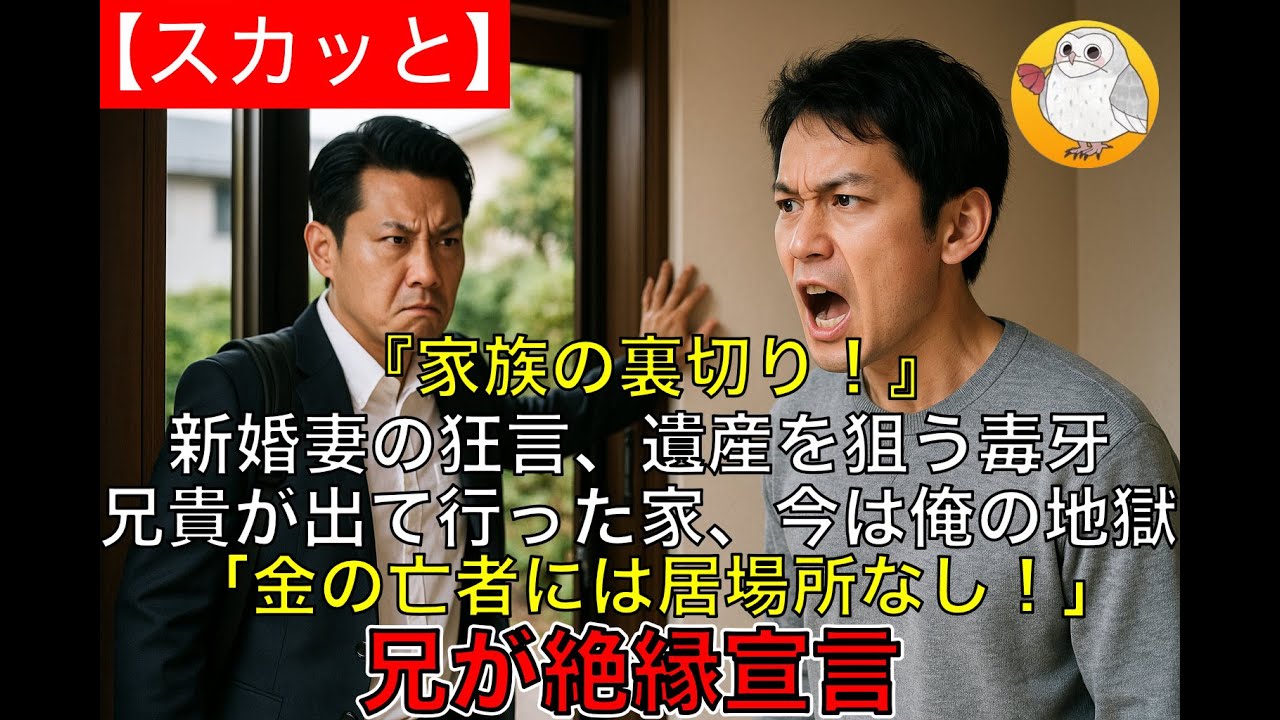 【スカッと】『家族の裏切り！』新婚妻の狂言、遺産を狙う毒牙兄貴が出て行った家、今は俺の地獄「金の亡者には居場所なし！」 兄が絶縁宣言