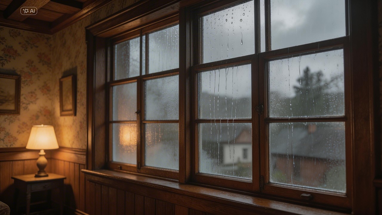 10 Hours Rainy Night in an Old House | Window Rain
