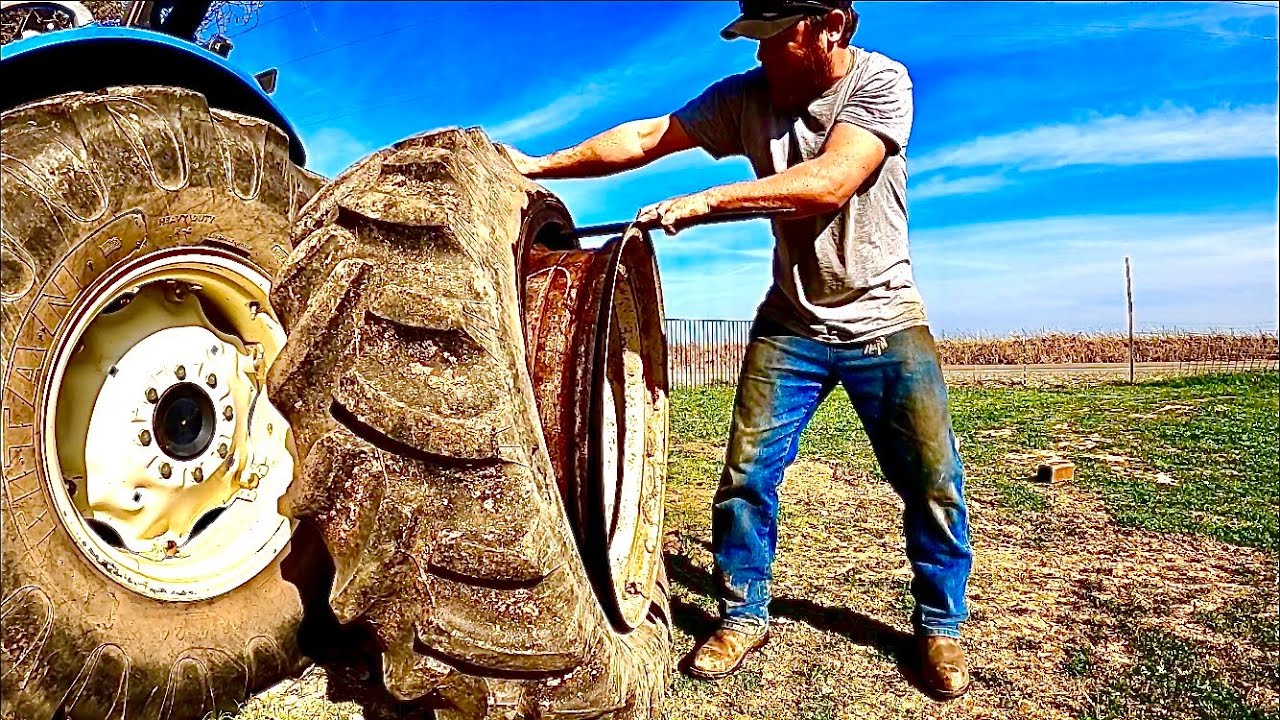 Installing Rear Tractor Tires and Weights by Yourself!