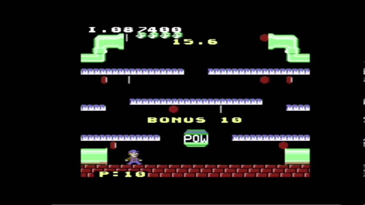 Mario Bros [Ocean, 1987] Commodore 64 [001] Gameplay (16 Levels)