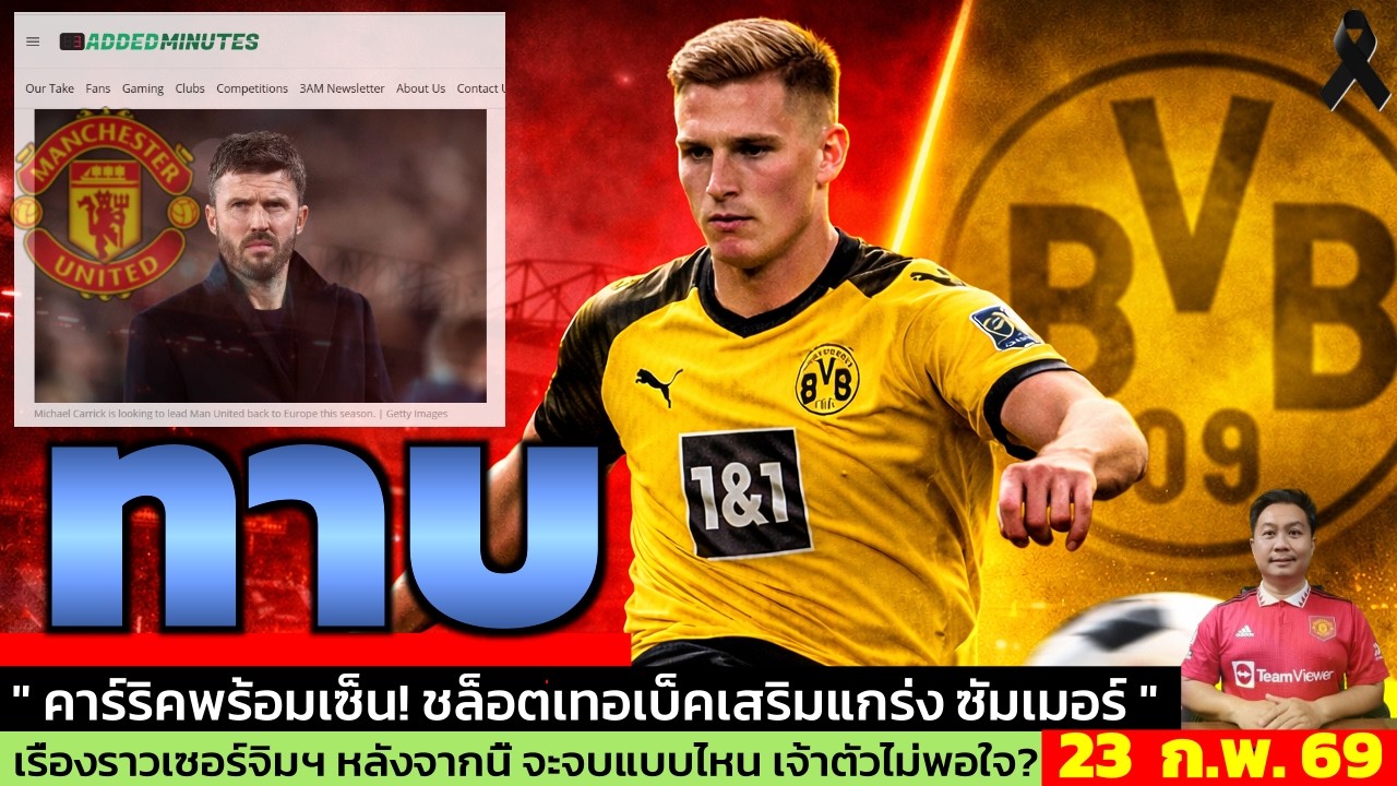ข่าวแมนยู ล่าสุด 23 ก.พ. 69 เวลา 07.40 น.  - 🔥“ดีลลับเกมรับ! Schlotterbeck คือจิ๊กซอว์ที่แมนยูขาด?”