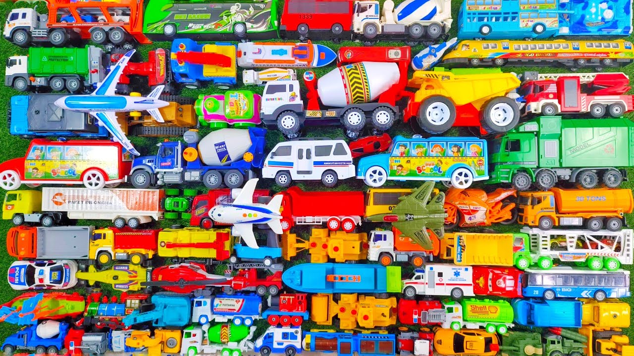 Truk Molen Besar, Ambulans, Mobil Balap, School Bus, Beko, Excavator, Truk Pasir, Mobil Polisi, Tayo