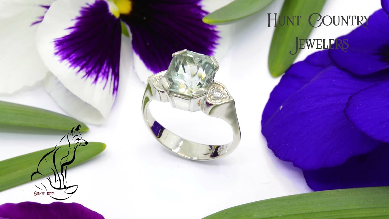 Green Tourmaline Ring in 18k White Gold